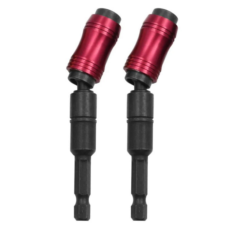 1/4"Hex Magnetic Pivoting Drill Bit Quick Change Drive Guide Drill Pivoting Bit Holder for Tight Spaces Magnetic Bit Tip Holder Oasis Select Red Black-2pcs