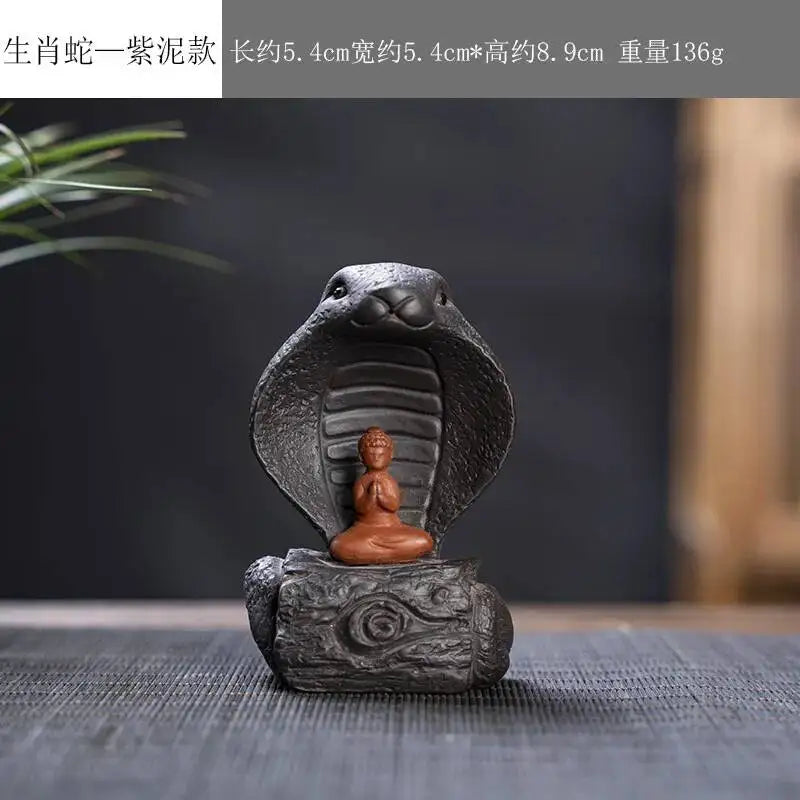 Zisha Twelve Zodiac Creative Tea Pet Ornaments Nurturable Tea Play Tea Accessories Cute Zodiac Small Ornaments Oasis Select Purple Clay x Snake