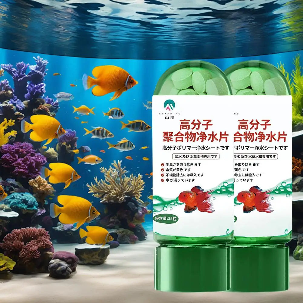 2pcs Water Purification Tablets Fish Bowl Water Cleaning Odor Remover Effective Algae Repellent Agent For Home Aquarium Fish Oasis Select 2pcs