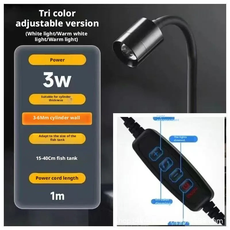 SHINEKNOT 3W Clip-On Aquarium LED Spotlight | Adjustable Focus