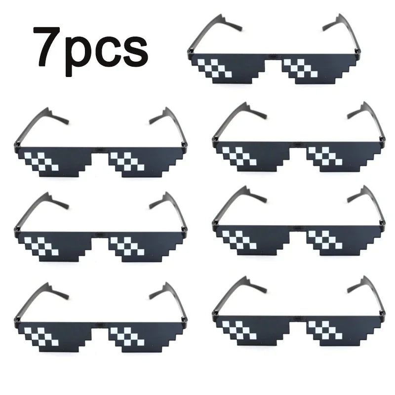 1-8pcs Mosaic Sunglasses Cool Party Vintage Shades Eyewear For Men Pixelated Sunglasses Funny Women Glasses Oasis Select 7PCS