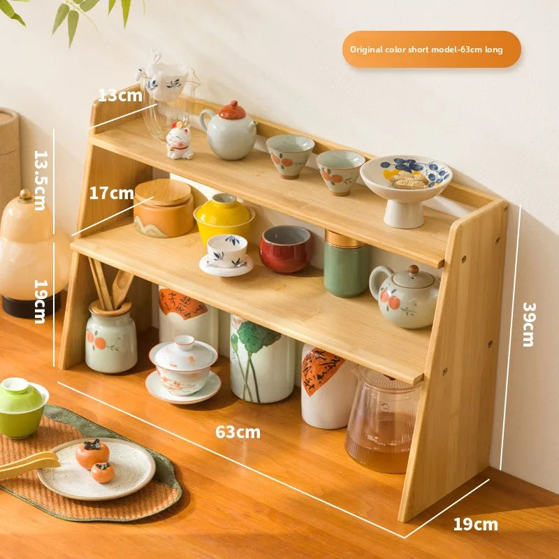 Desktop tea house walnut tea set rack teacup rack Bogu rack Chinese solid wood desktop tea table desktop storage Oasis Select Primary 63 short