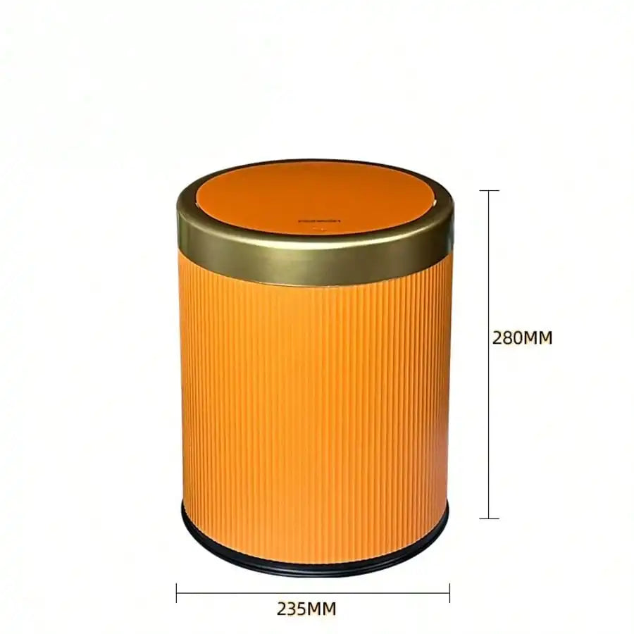 Fashionable Circular Wastebasket Durable Plastic Recycle Bin Large Capacity Double Double-layer Kitchen Garbage Cube Trash Can Oasis Select Orange 12L
