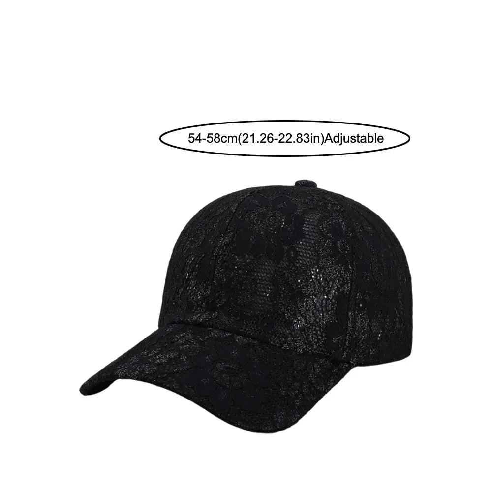 Fashion Breathable Floral Lace Baseball Cap Hollow Adjustable Mesh Baseball Hat Outdoor Sun Hat For Women Oasis Select