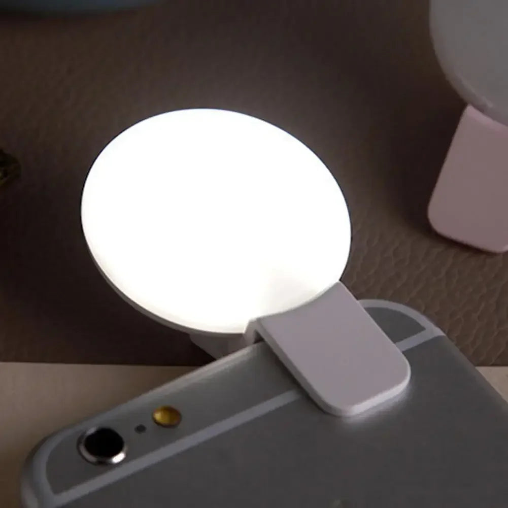 1PC Mobile Phone LED Selfie Ring Light Portable Mini Durable Practical Three Stop Dimming Circle Photography Clip Fill Light Oasis Select