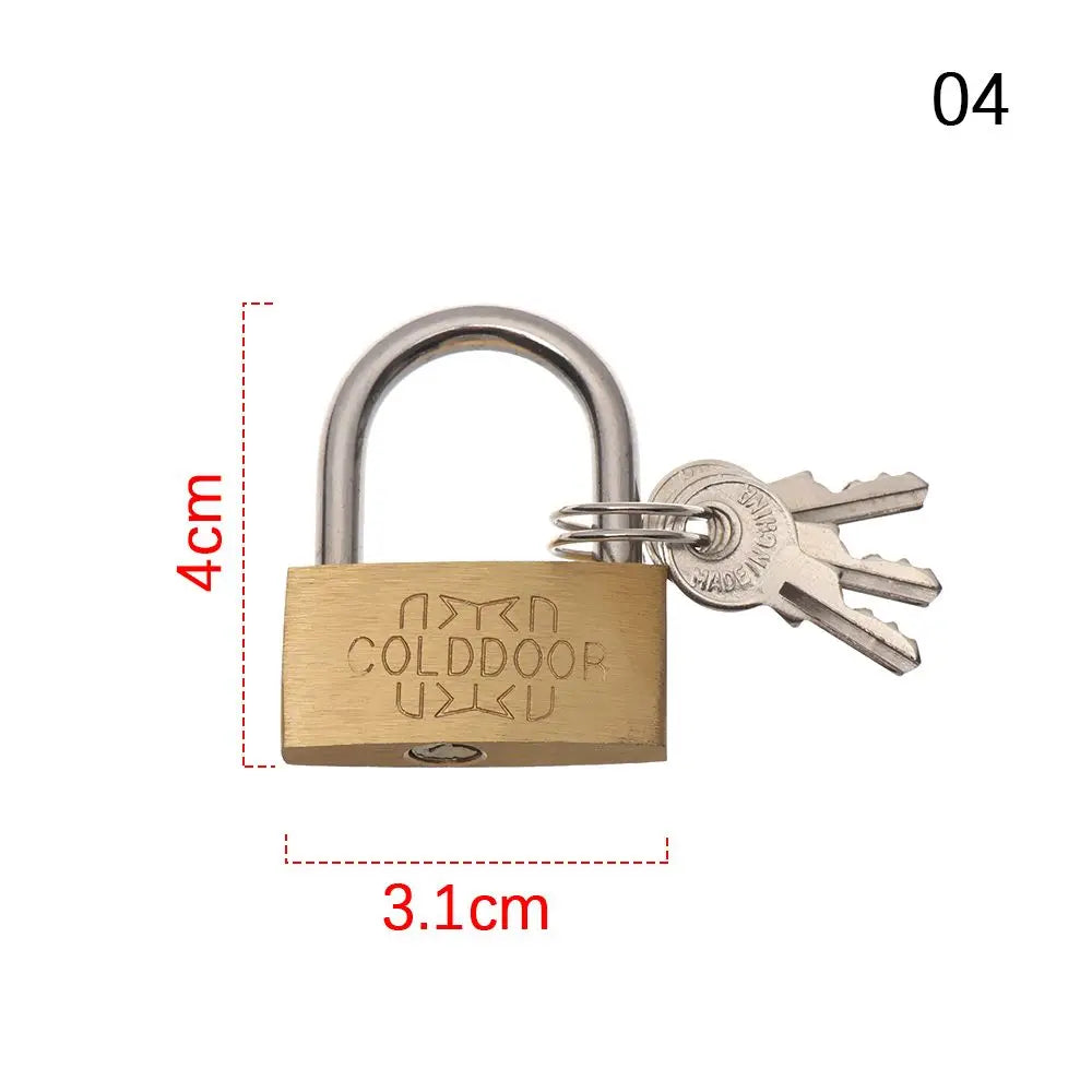Mini Copper Lock with 2 Keys Brass Padlock Travel Luggage Case Padlock Security Tools Locker Case Supply Home Improvement Oasis Select 3.1x4cm