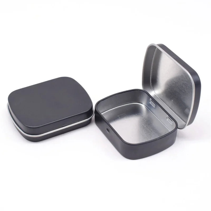 Mini Metal Hinged Tin Box with Lid, Empty Tins, Small Storage for Candy, Jewelry Collect Cases, Home Organizer Oasis Select Black 60x47x15mm