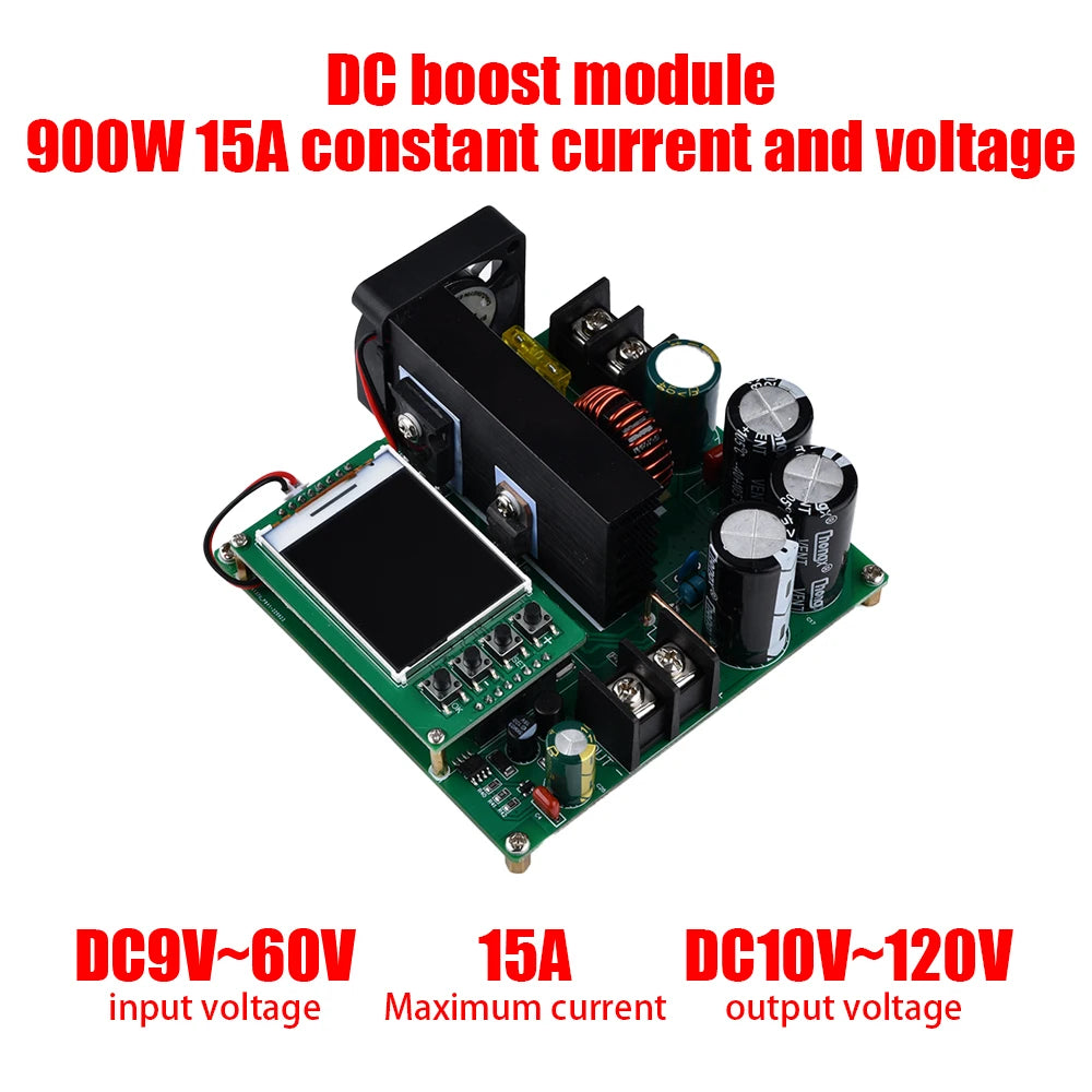 900W 15A Boost Converter DC-DC 9V~60V to 10V-120V LCD Display Control Step Up Module High Precise Voltage Transformer Regulator Oasis Select Default Title