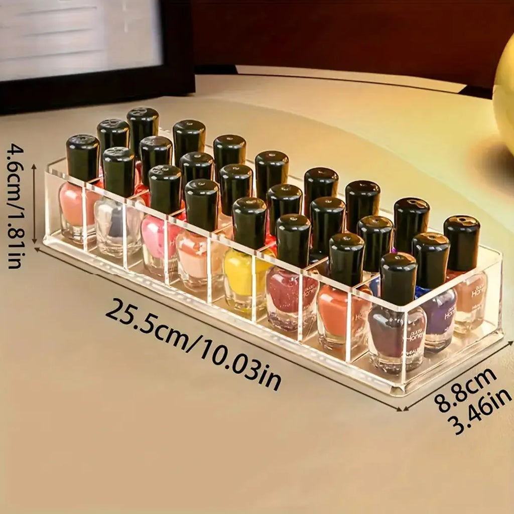 1pc,Transparent nail polish storage box, suitable for table top finishing container of nail salon, cosmetics storage display Oasis Select