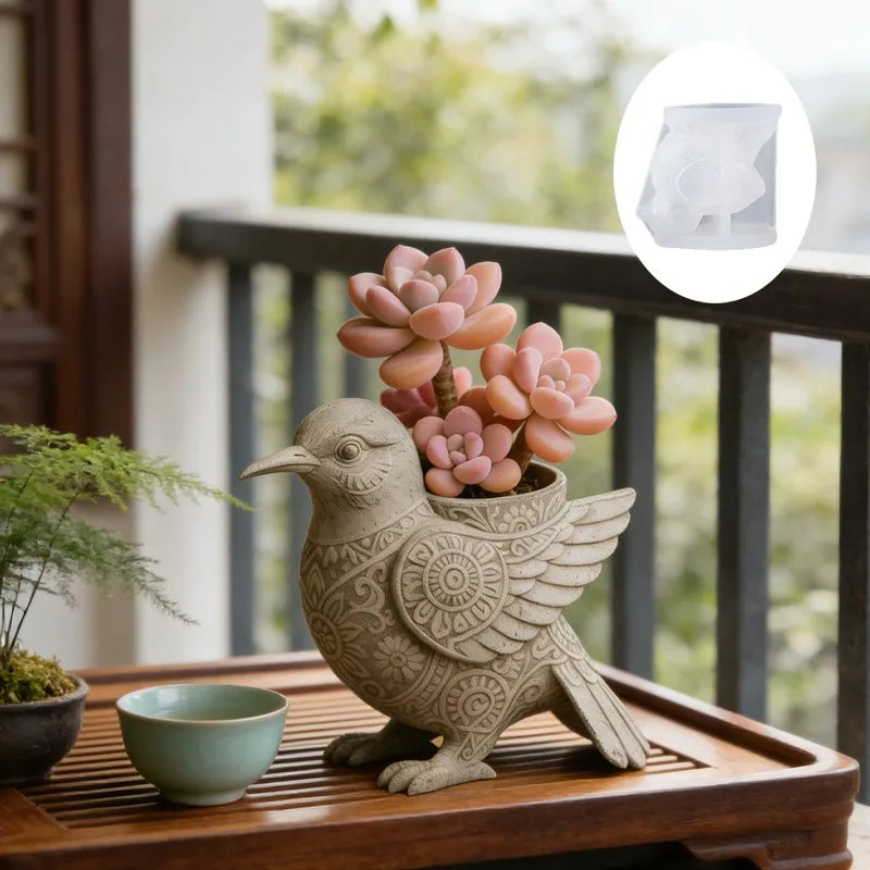 3D Bird Silicone Mold for Cement/Plaster/Resin/Candle - DIY Planter, Aromatherapy Cup, Storage Cup & Home Decor Ornament Oasis Select