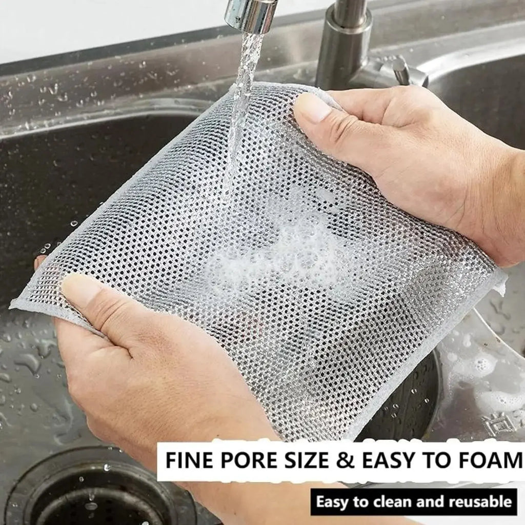 10-Pack Magic Dishcloth Silver Wire Microfiber Sponge Scrubber