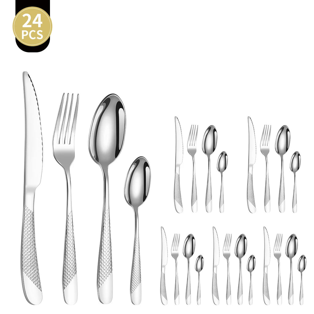 Star Diamond 24-Piece Stainless Steel Flatware Set – Serves 6 Flatware Set Oasis Select
