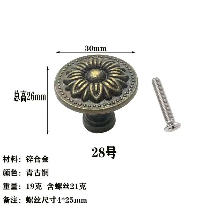 Antique Style Pull Handles Bronze Tone Retro Alloy Kitchen Drawer Cabinet Door Knobs Furniture Hardware Fittings