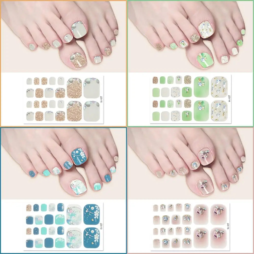 22-Pc Glitter Toe Nail Stickers – French Toenail Wraps Nail Art Stickers Oasis Select