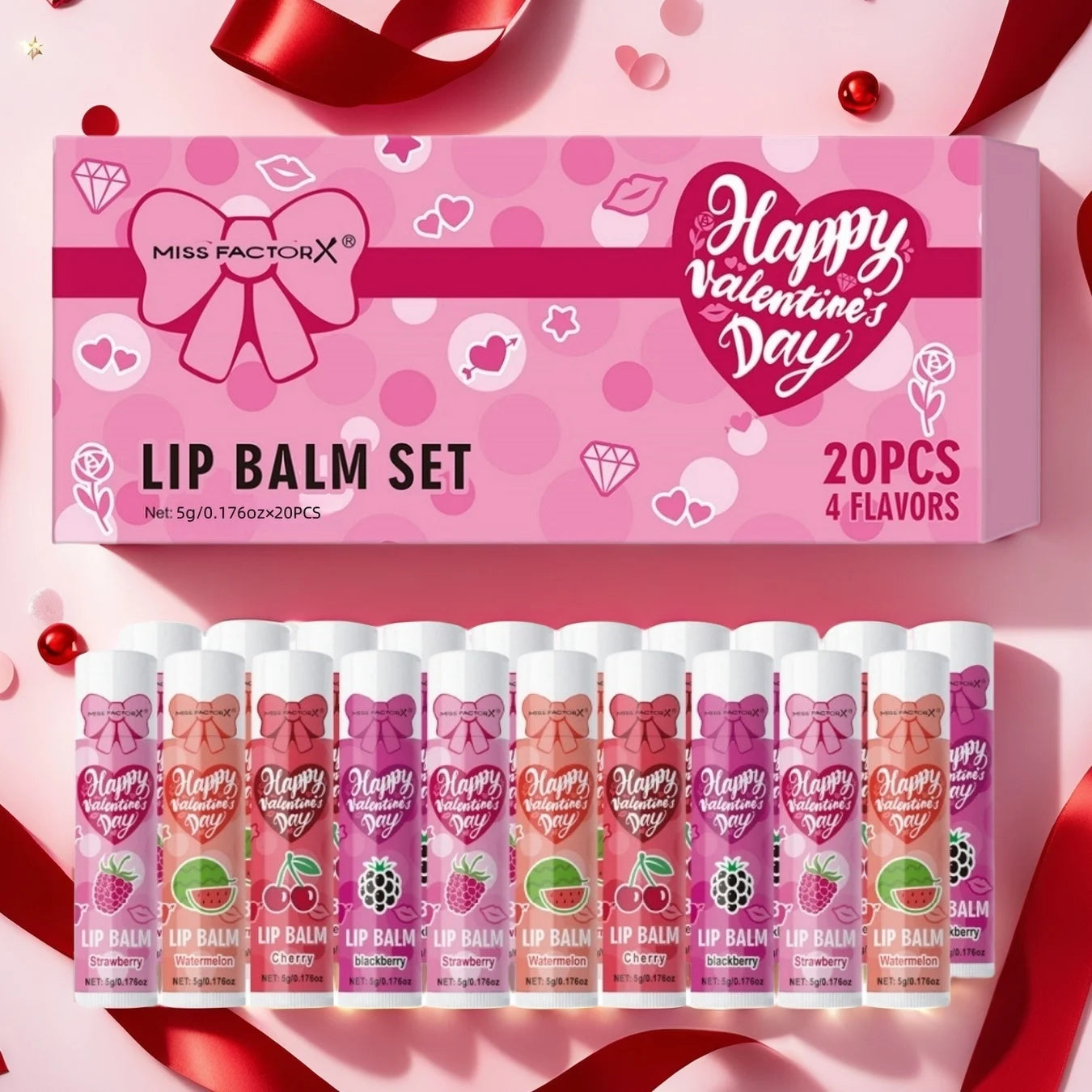 20PCS/Box Luxury Gift Set Lip Balm Set Hydrating and Glossy For Dry Lips Valentine's Day Gifts Women's Oasis Select