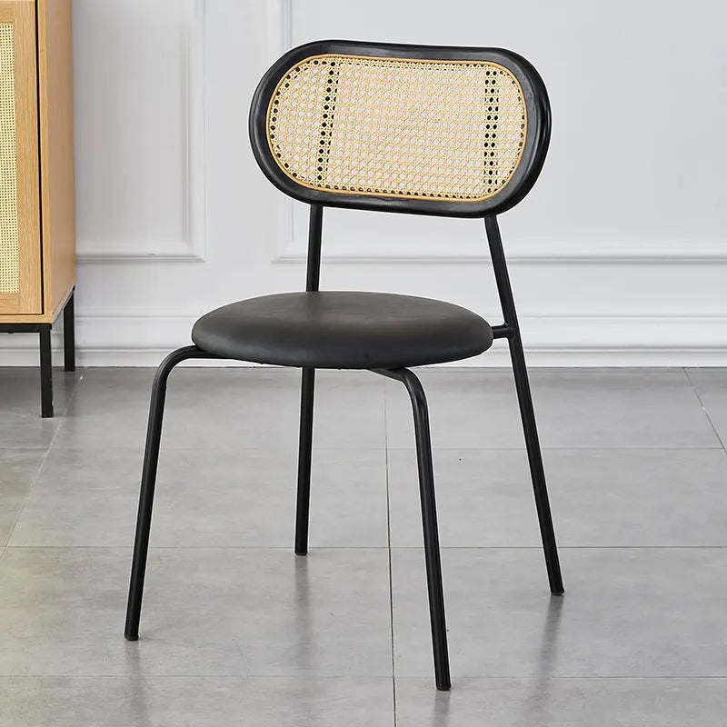 Multi-functional Household solid wood backrest dining chair office study rattan chair homestay milk tea shop seat Durable Oasis Select Black E