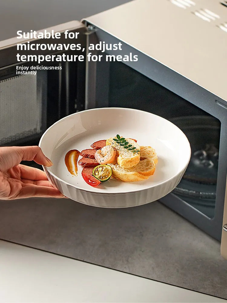 Modern Minimalist Ceramic Deep Dinner Plate - Elegant White Porcelain Dish for Pasta & Soup, Premium Tableware Oasis Select