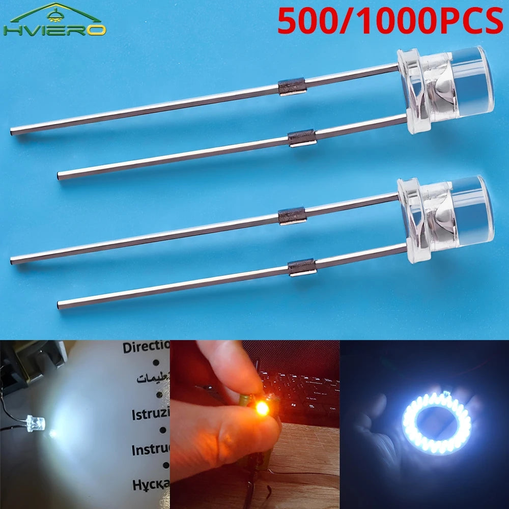 500/1000Pcs 3mm Flat Top LED Beads – Multi-Color DIY Kit