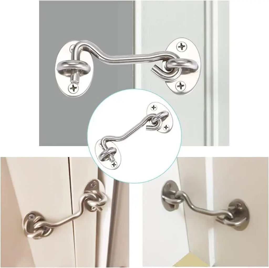 Door Bolt Stainless Steel Window Sliding Door Latch Cabin Hook And Eye Latch Lock Shed Gate Door Catch Silent Holder Household Oasis Select