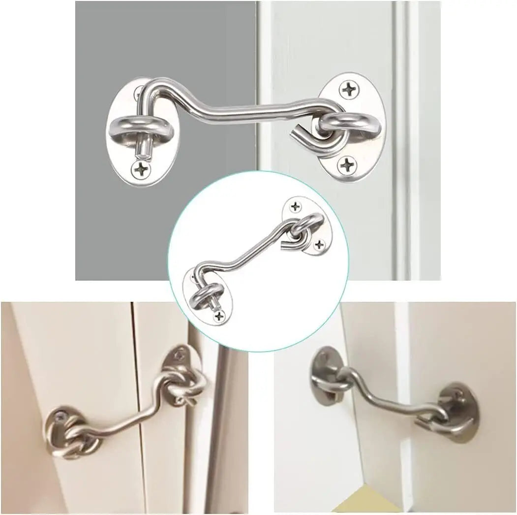 Door Bolt Stainless Steel Window Sliding Door Latch Cabin Hook And Eye Latch Lock Shed Gate Door Catch Silent Holder Household Oasis Select