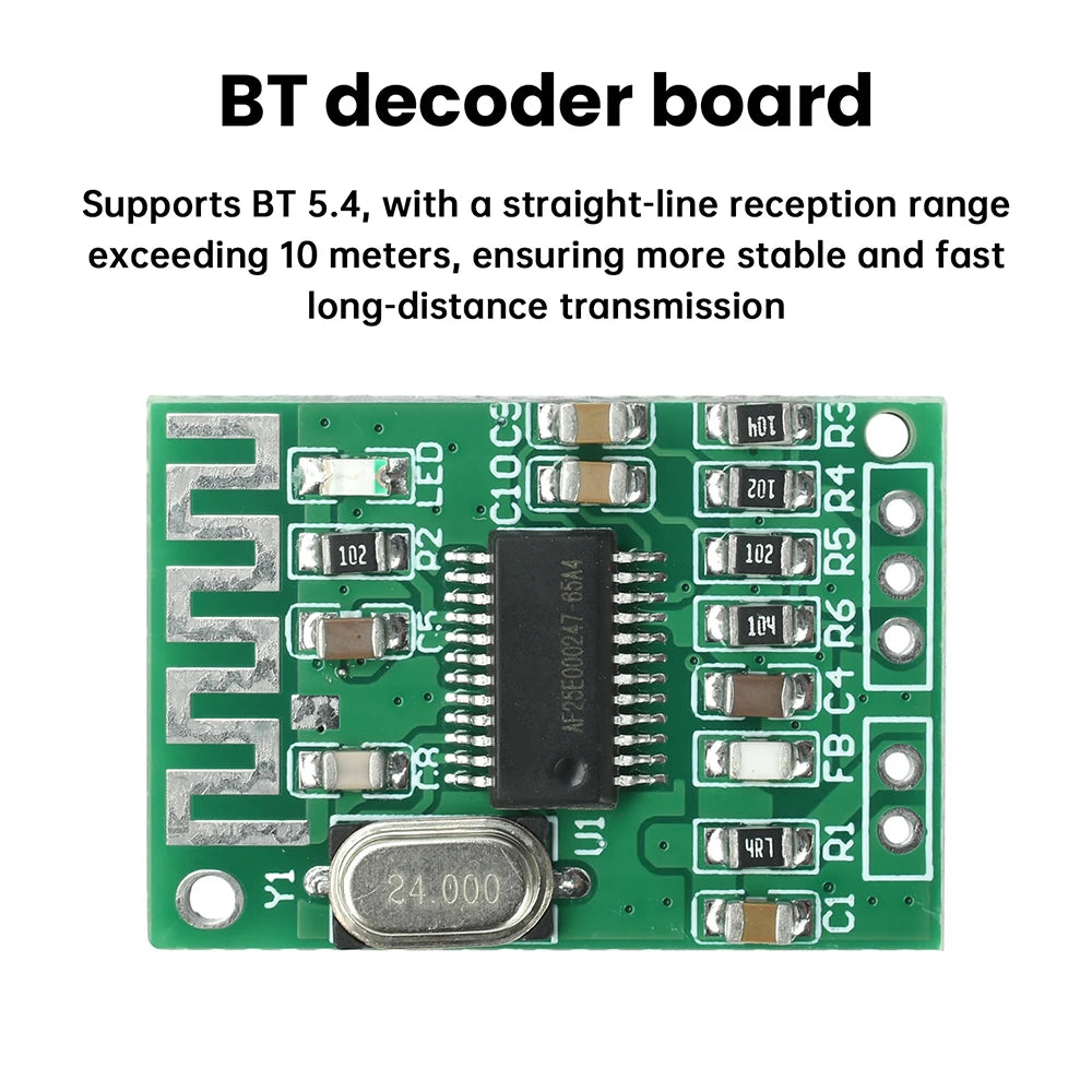 DC 3.3-5V Mini Bluetooth 5.4 Audio Decoding Board True 2.0 Dual Channel Receiver Module with 10m Range for Stereo Audio Systems Oasis Select