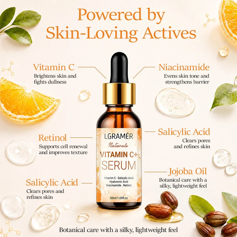 Vitamin C & Retinol Facial Serum | Hyaluronic Acid Brightening