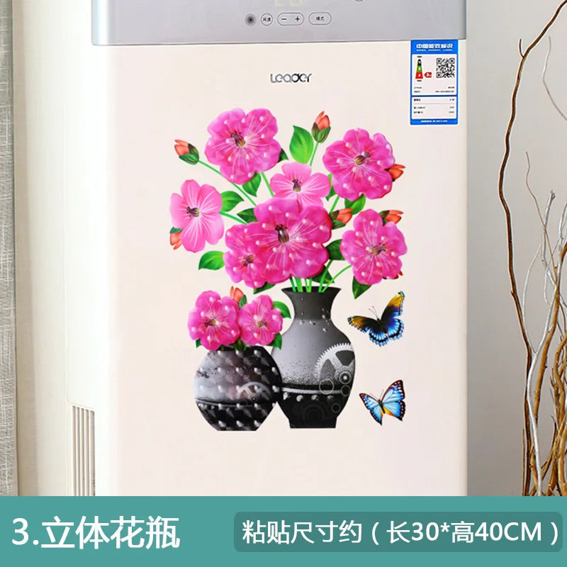 3D Simulation Vase Bedroom Room Wall Three-Dimensional Gilding Decorative Wall Stickers Oasis Select 03 style 30x40cm