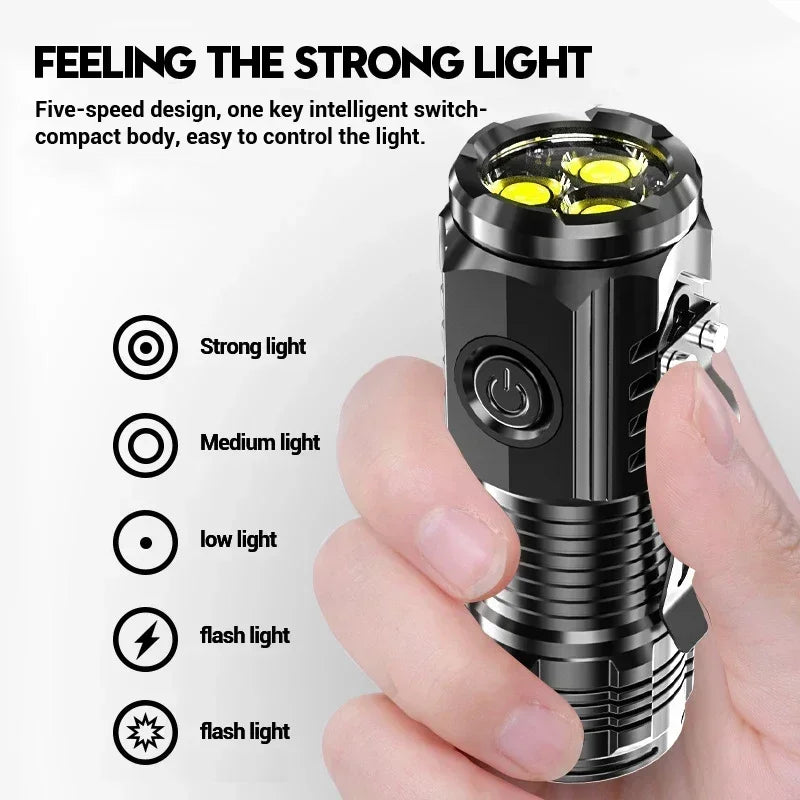 Ultra-bright Rechargeable LED Pen Clip Mini Flashlight Handheld Torch Portable Waterproof Lamp for Nigh Work Emergency Camping Oasis Select