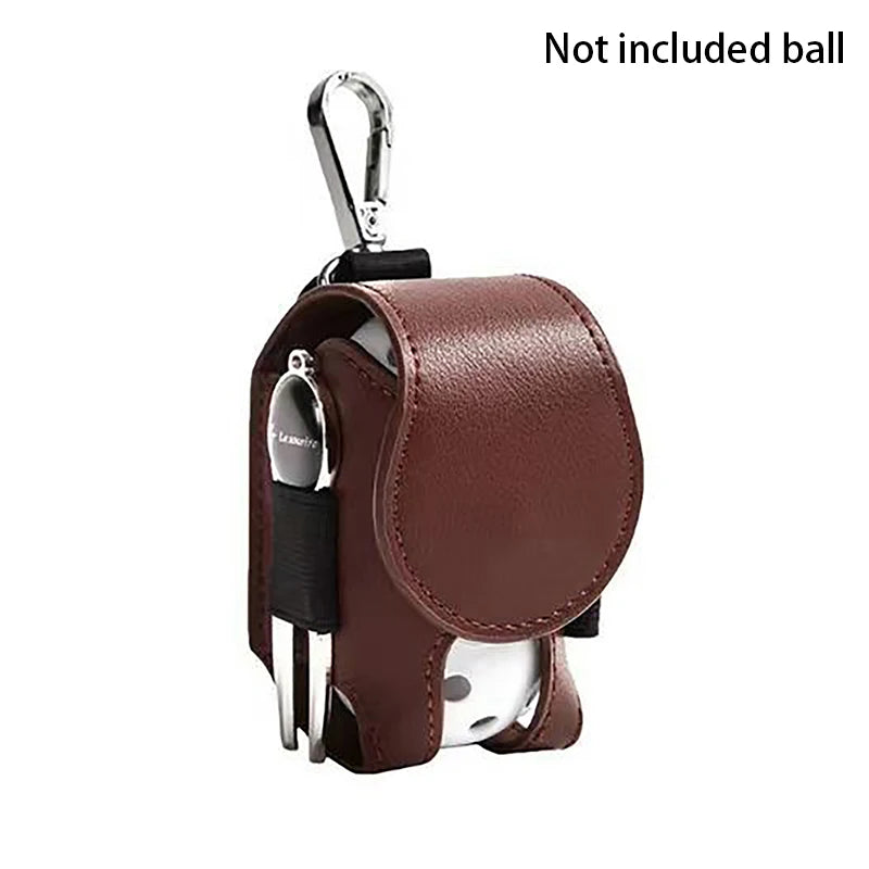 1pc Mini Golf Double Ball Bag PU Small Waist Pouch Holder for Golf Balls and Tees Accessory Oasis Select Brown