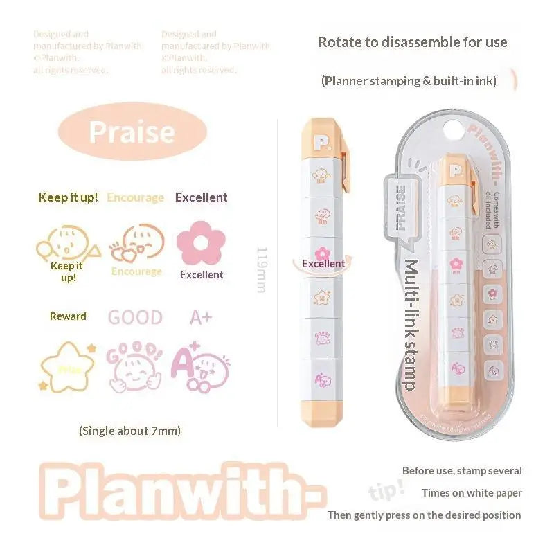 Cute INS Kawaii Multilink Mood Stamp Waterproof Decorative Stamp for Journal Scrapbooking Art Craft Supplies Oasis Select A4