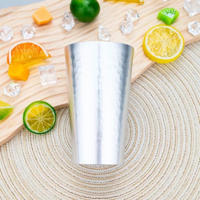 2Pcs Premium Hammered Aluminum Beer Cups, Food Grade Unbreakable Reusable Stackable Cold Drink Mugs for Home Bar Party Daily Use Oasis Select