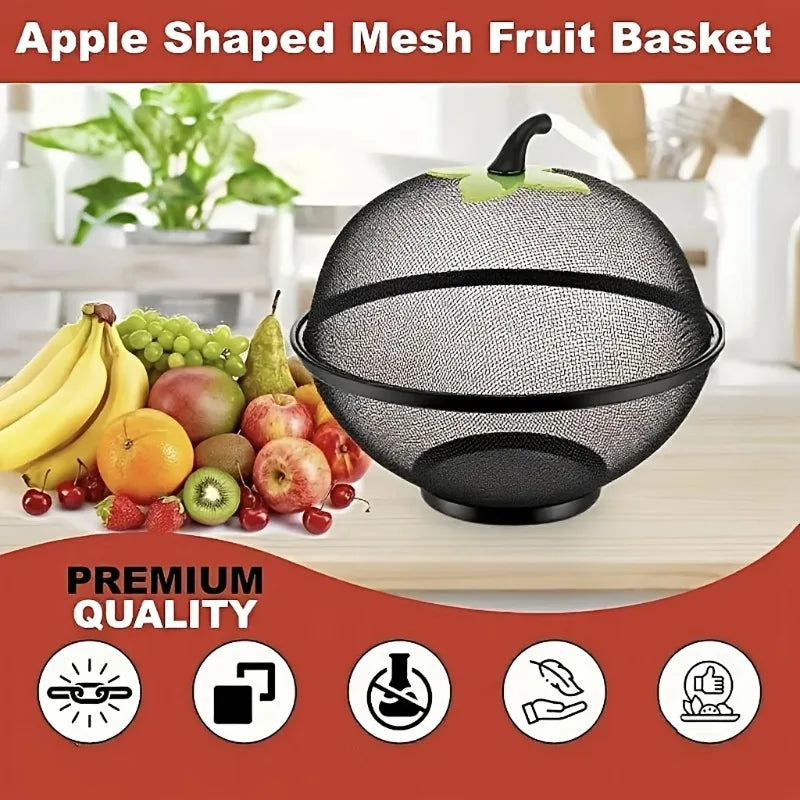3pcMetal Fruit Basket with Mesh Cover, Kitchen Storage Rack Suitable for Home and Outdoor - Easy To Clean and Moisture Resistant Oasis Select