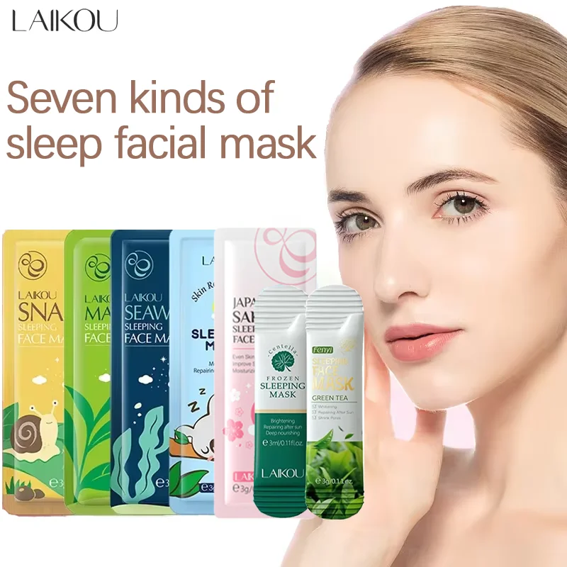 LAIKOU Moisturizing Facial Mask Hydrating Sleeping Face Sheet Masks Repairing & Nourishing Night Face Mask Skin Care 7pcs Oasis Select