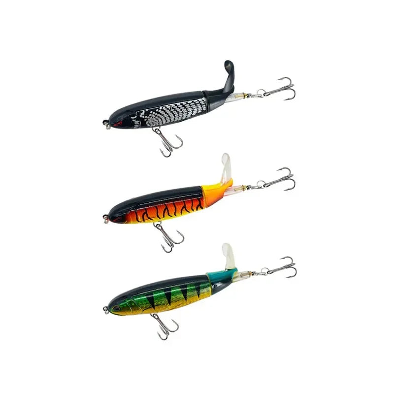 1/4/8Pcs 15g Topwater Fishing Lure Whopper Popper Artificial Bait Hard Plopper Soft Rotating Tail Fishing Tackle Fishing Bait Oasis Select 3PCS mix 3 15g