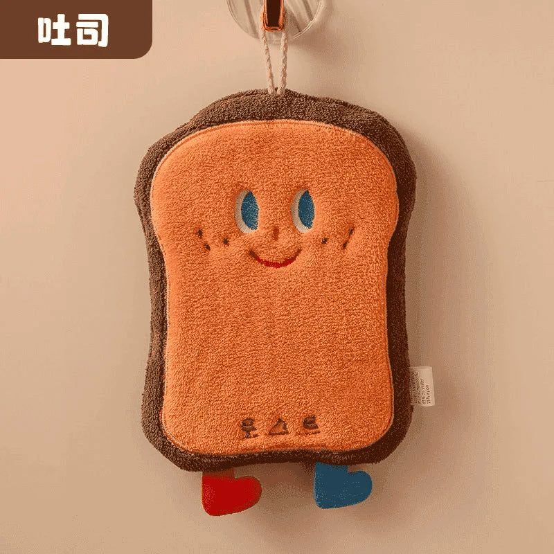 Absorbent and Thickened Bathroom Cartoon Handkerchief Towel Oasis Select Cute Toast