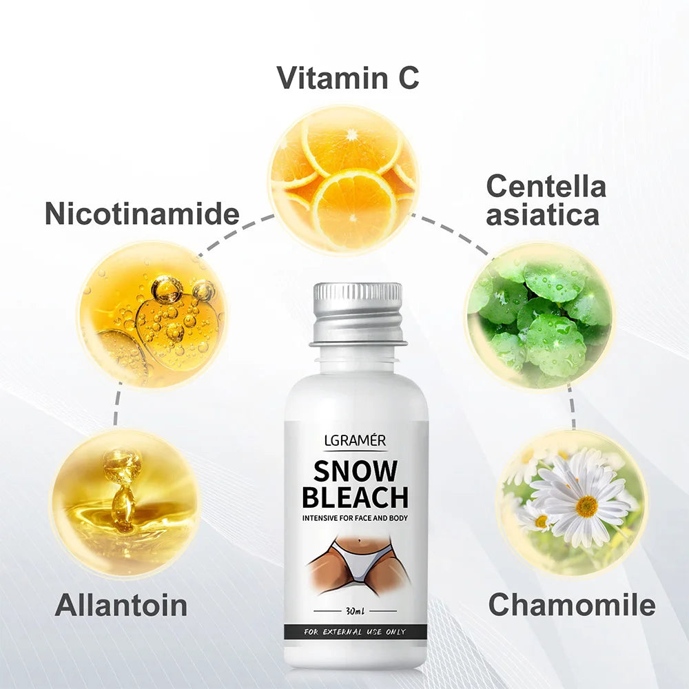 Body Whitening Bleach Cream Brighten Underarm Elbow Knees Joint Removal Intimate Parts Dark Spots Melanin Snow Bleach Cream 30ml Oasis Select