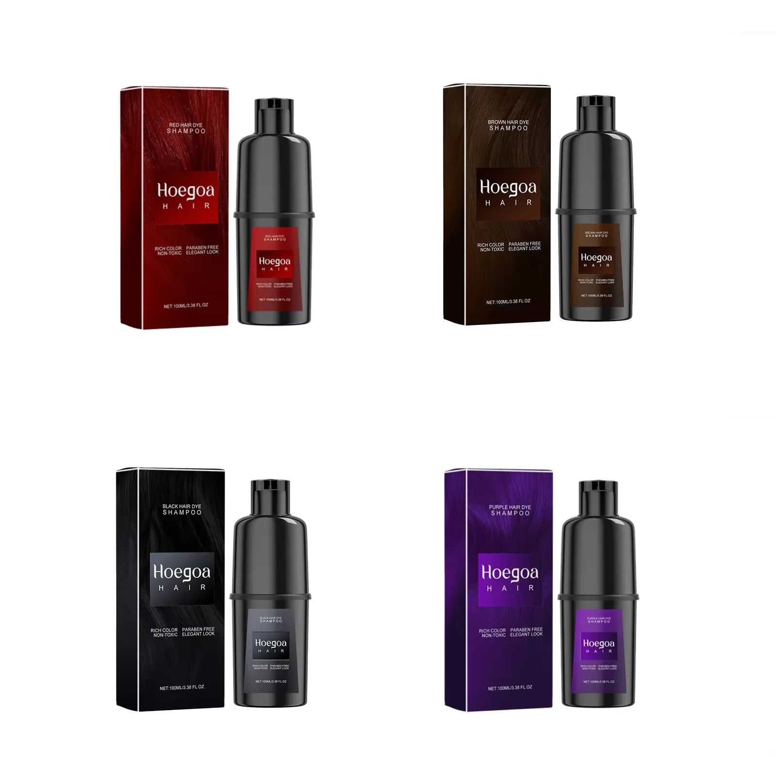 Herbal Hair Dye Shampoo Nourishing Repairing Scalp Long Lasting Red Purple Brown Black Color Coverage Home Hair Coloring Product Oasis Select 4pcs boxed