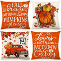 Fall Pillow Covers 18X18 Set Of 4 Outdoor Throw Pillowcase Farmhouse Thanksgiving Decorations For Home Decor Oasis Select As Shown