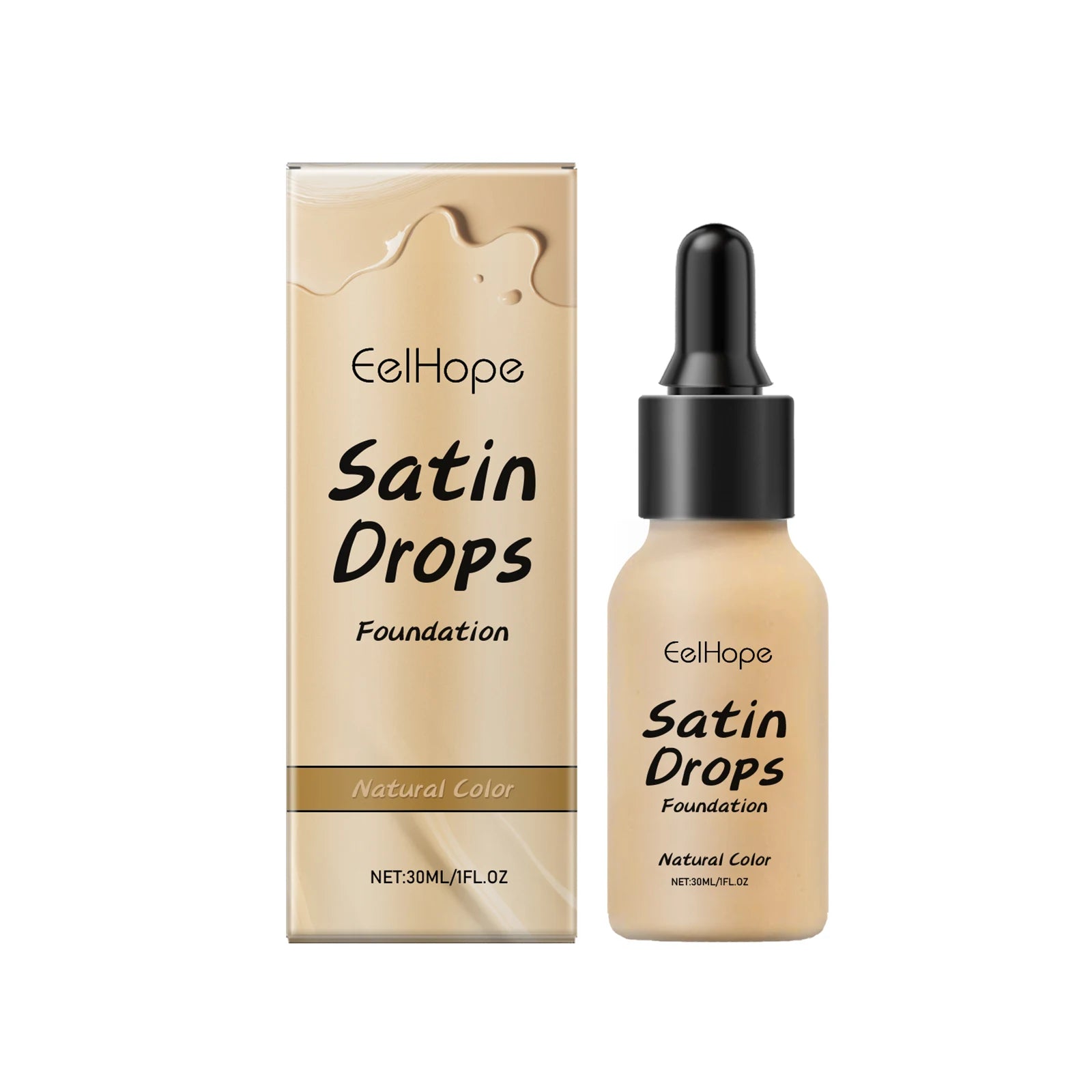 EELHOPE Satin Drops Foundation Moisturizing Hides Wrinkles Lines Hydrating Color Longwearing Waterproof Makeup Base Concealer Oasis Select Natural Color