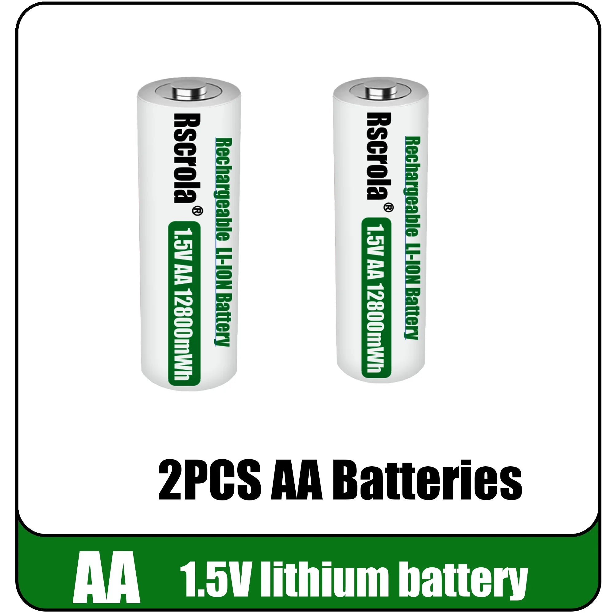Universal Rechargeable 1.5V AA 12800mWh Lithium ion Battery Fast charging with Charger for Camare Clock Mouse Fan Electric Toys Oasis Select 2 PCS Batteries