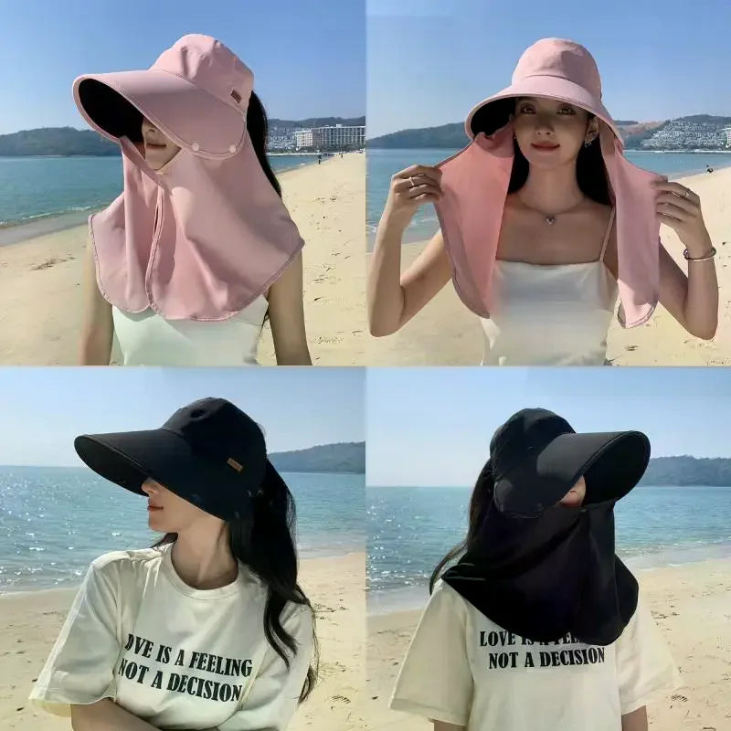 Women Anti UV Sunshade Shawl Cap Detachable Wide Brim Visor For Outdoor Sports Beach Travel Accessory Oasis Select