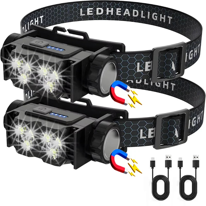 Mikenoon Rechargeable LED Headlamp | 180° Magnetic Rotation