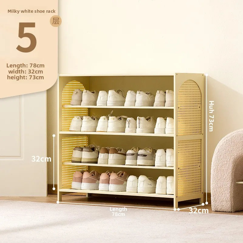Simple shoe cabinet home door multi-layer baffle shoe rack corridor entrance economical home storage simple shoe cabinet Oasis Select Milk White 5-78