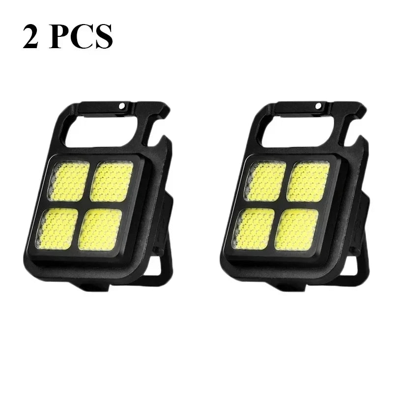 COB Flashlight LED Mini Protable Keychain Lamp High Bright Multifunctional Camping Lamp Outdoor Camping Torch Fishing Work Light Oasis Select 2PCS