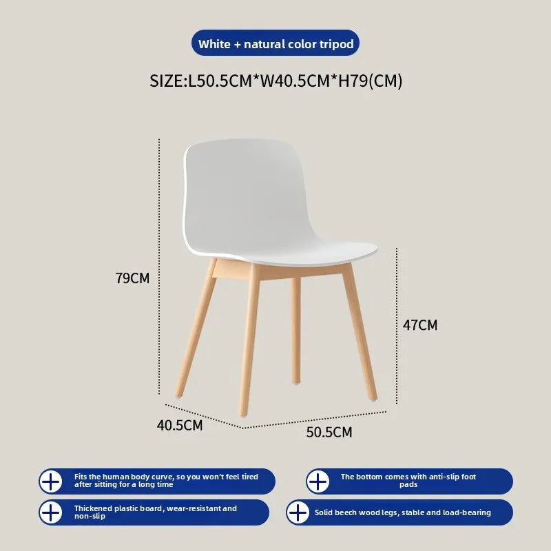 Nordic dining chair household simple small apartment ins creative backrest chair cafe milk tea shop casual solid wood chair Oasis Select White 2 pieces 2