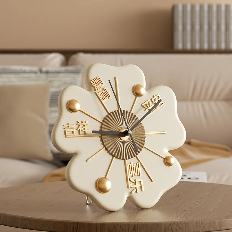 Lucky Flower Clock Ornament Entrance Hall Desktop Home Living Room Entrance Hall Bedroom Clock Decoration Table Clock Oasis Select