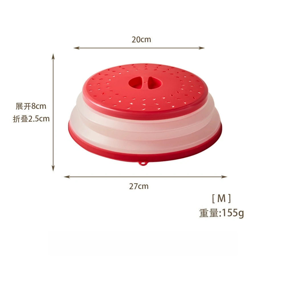 Foldable Microwave Splatter Cover Silicone Fresh-keeping Heating Cover Oil-proof Splash-proof Cover with Hook Color Cooking Lids Oasis Select Red