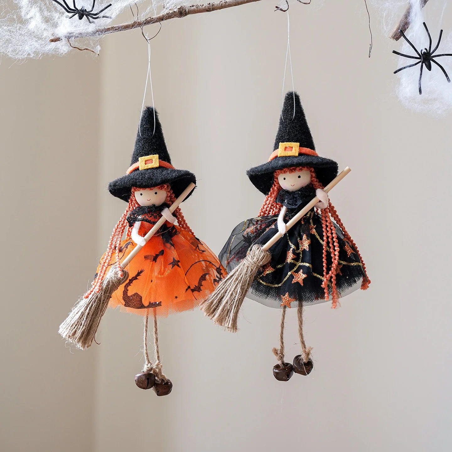 Creative Scary Halloween Apron Witch Doll Funny Cute Broom Witch Decoration Handicraft Halloween Witch Pendant Cosplay Party Oasis Select