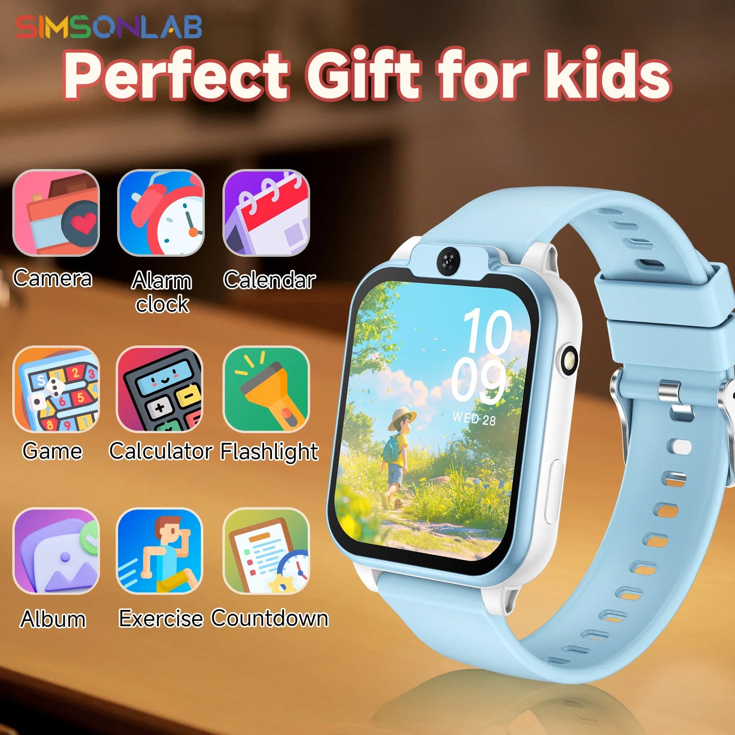 Kids Smart Watch with Camera, Games & 24 Languages | SIMSONLAB