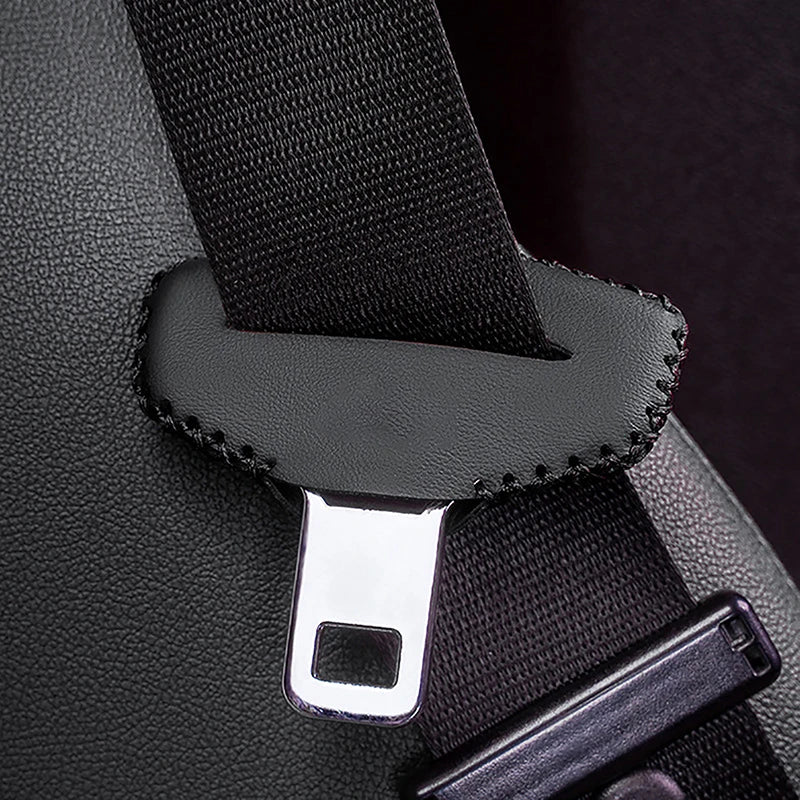 Universal Car Seat Belt Buckle Clip Cover Protector Leather Interior Button Case Anti-Scratch Cover Safety Belt Protective Cover Oasis Select Black